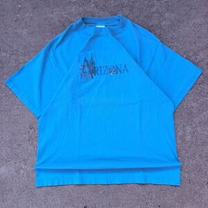 Vintage Desert Heat Arizona Cactus Embroidered T-Shirt Blue Single Stitch M USA
